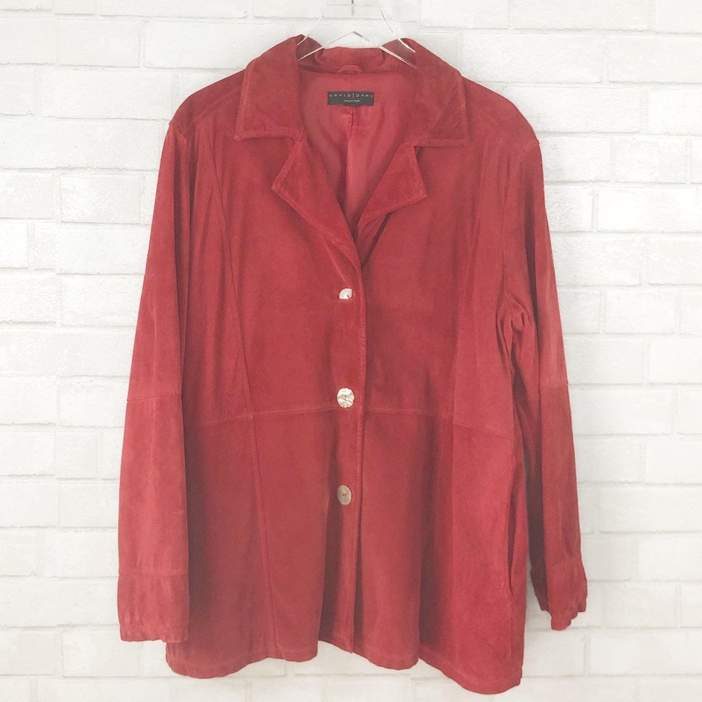 David Dart Collection Vintage Red Suede Leather Blazer Jacket Women's Size 1X
